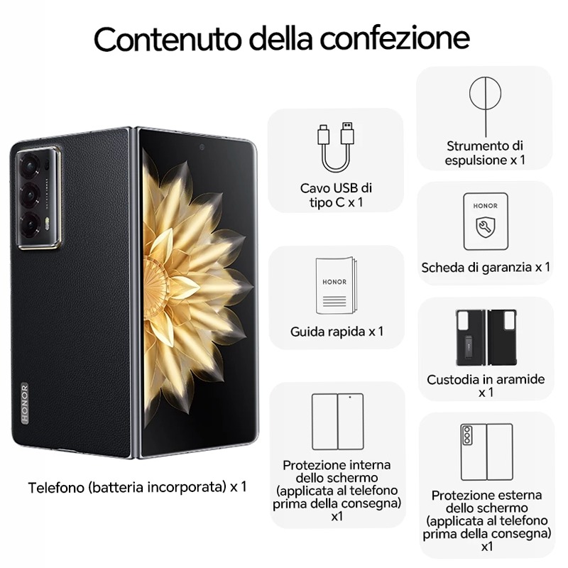 HONOR Magic V2 - Smartphone Pieghevole 9,9mm 16GB 16GB