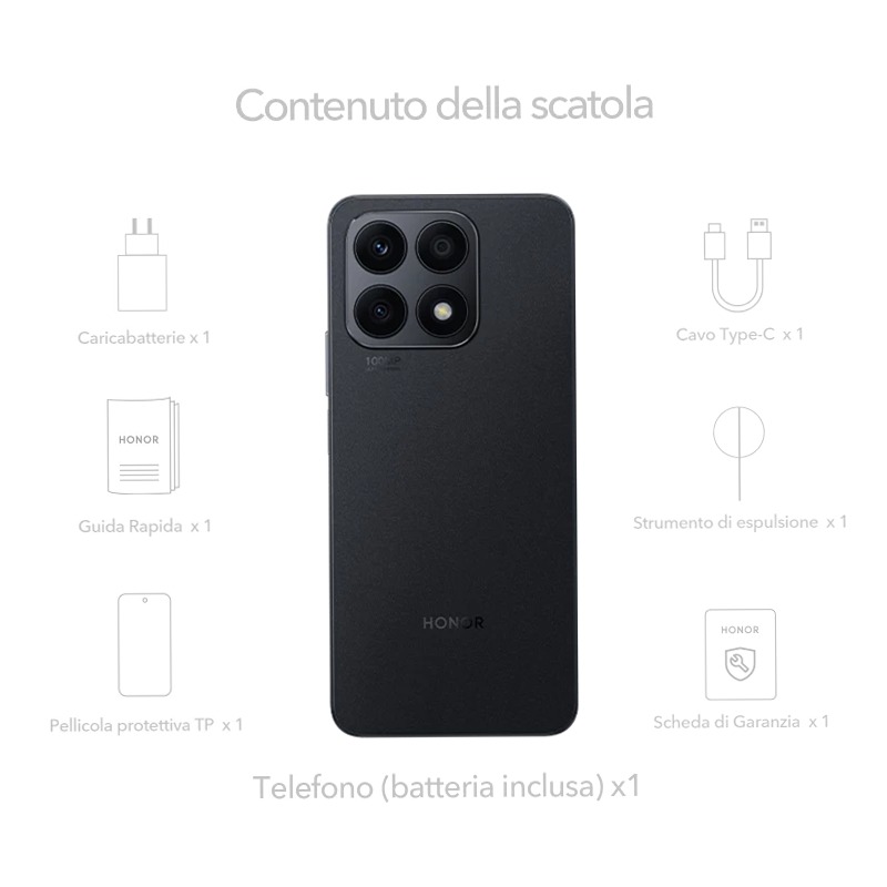 HONOR X8a: Tripla Camera Ultra Nitida da 100 MP - HONOR IT 6.7" 128GB 6GB