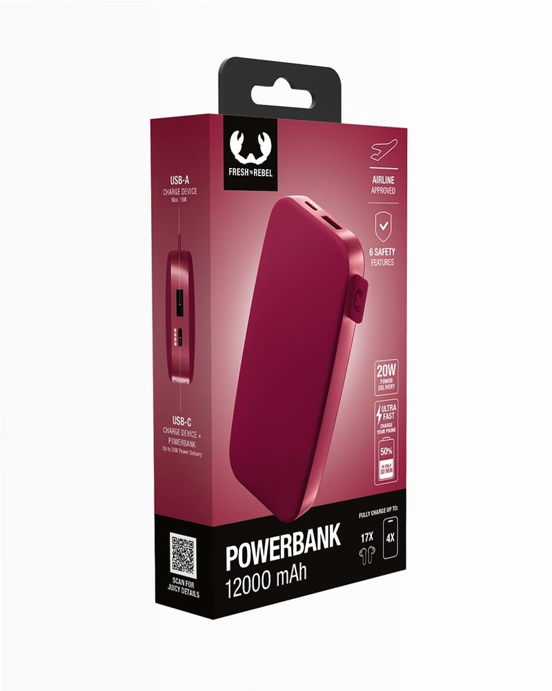 Powerbank 12000 mAh - Berry Red 12000mAh 20W Tablet