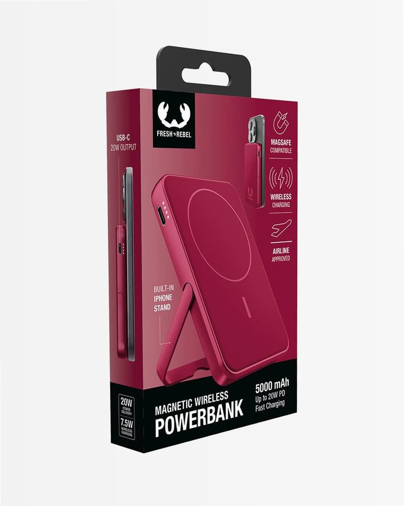 Magnetic Wireless Powerbank 5000 mAh - Berry Red 5000mAh 5W