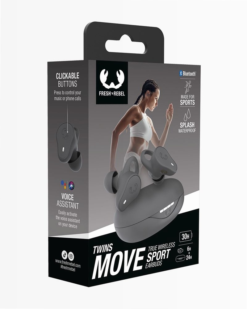 Auricolari sportivi Twins Move True Wireless - Storm Grey Grigio