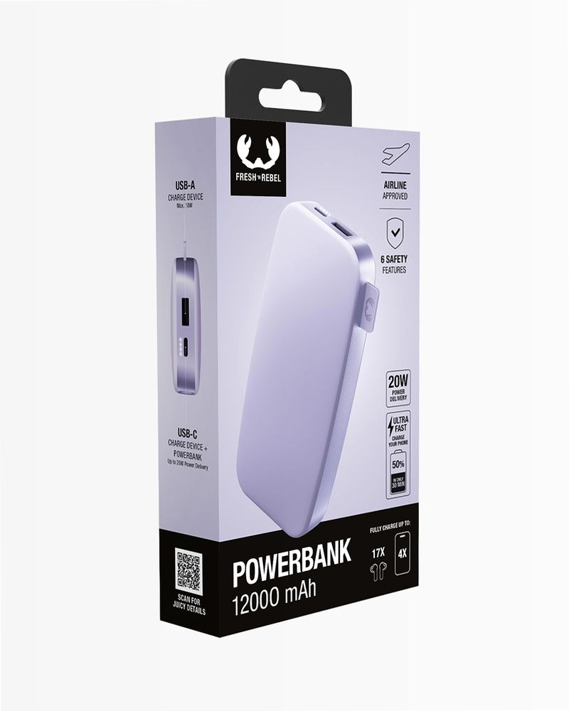 Powerbank 12000 mAh Dreamy Lilac - Fresh 'n Rebel 12000mAh 20W Tablet
