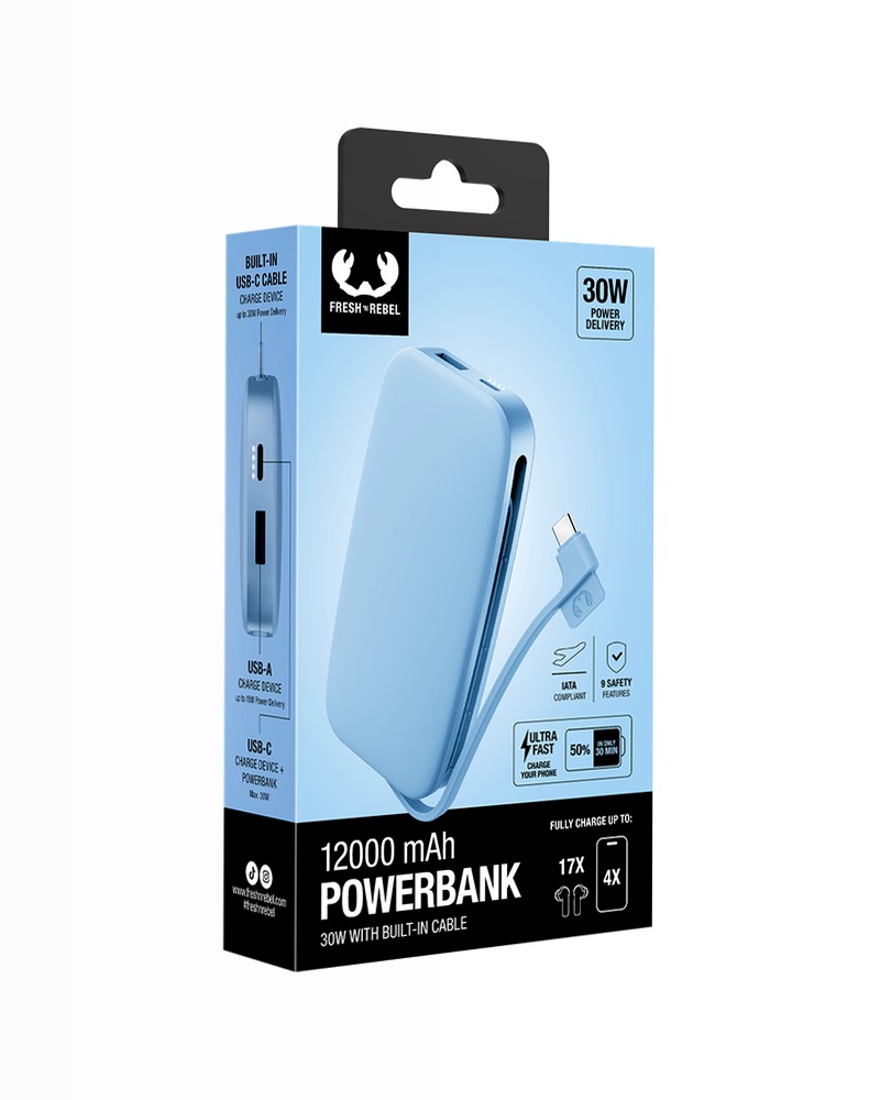 Fresh 'n Rebel | True Blue | 30W Powerbank 12.000 mAh