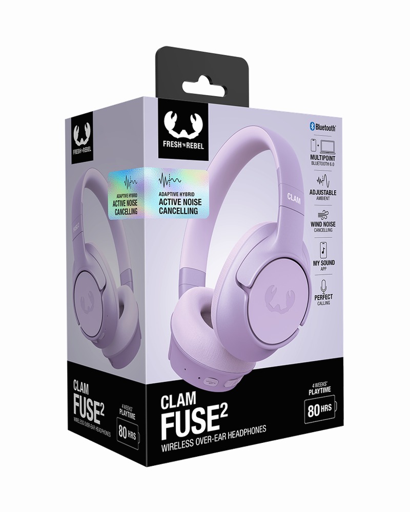 Clam Fuse 2 - Cuffie Wireless ANC | Dreamy Lilac Rosa