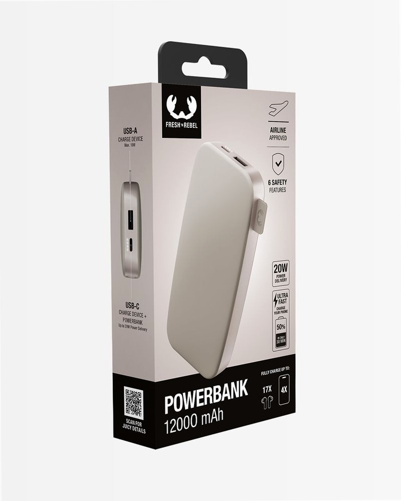 Powerbank 12000 mAh Silky Sand - Fresh 'n Rebel 12000mAh 20W Tablet