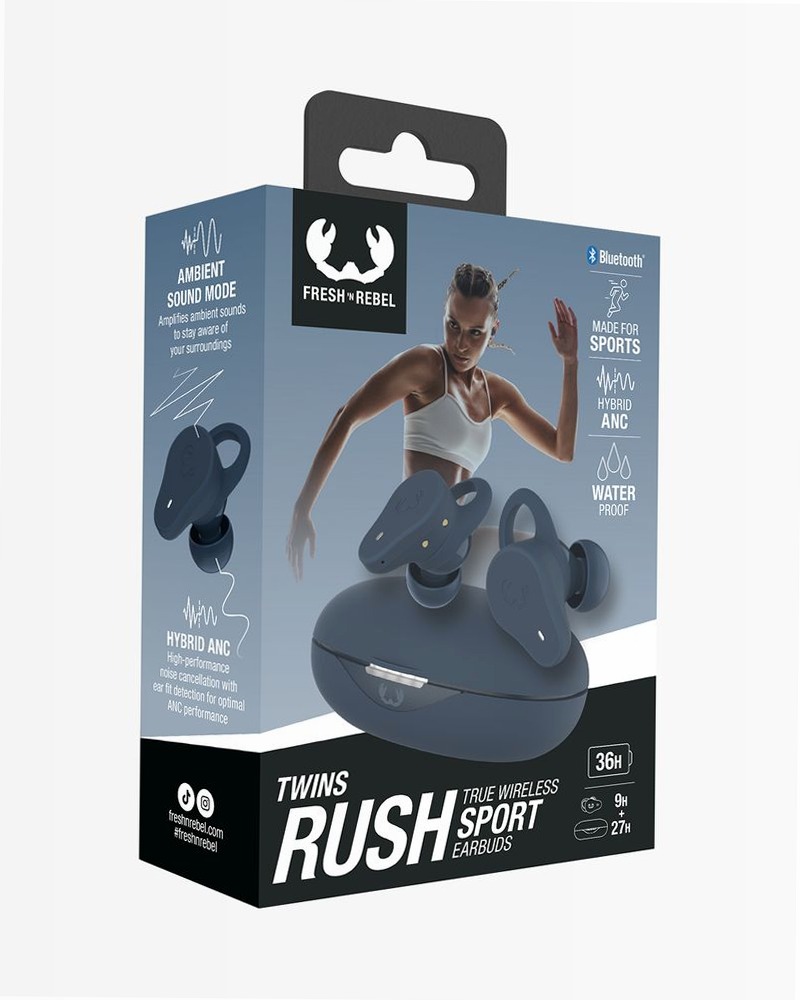 Auricolari sportivi Twins Rush Steel Blue Blu