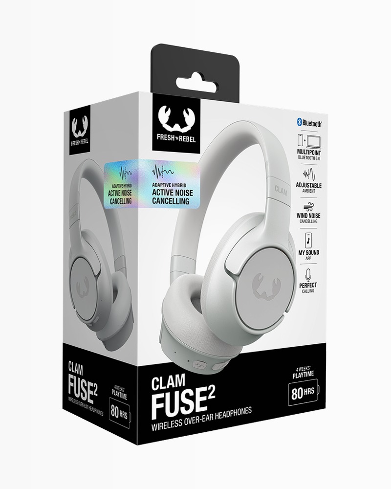 Clam Fuse 2 - Cuffie Wireless ANC Ice Grey Grigio
