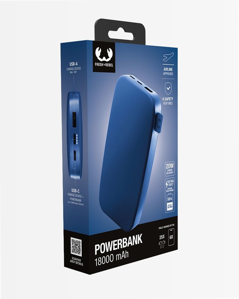 Powerbank 18000 mAh True Blue - Fresh 'n Rebel 18000mAh 20W