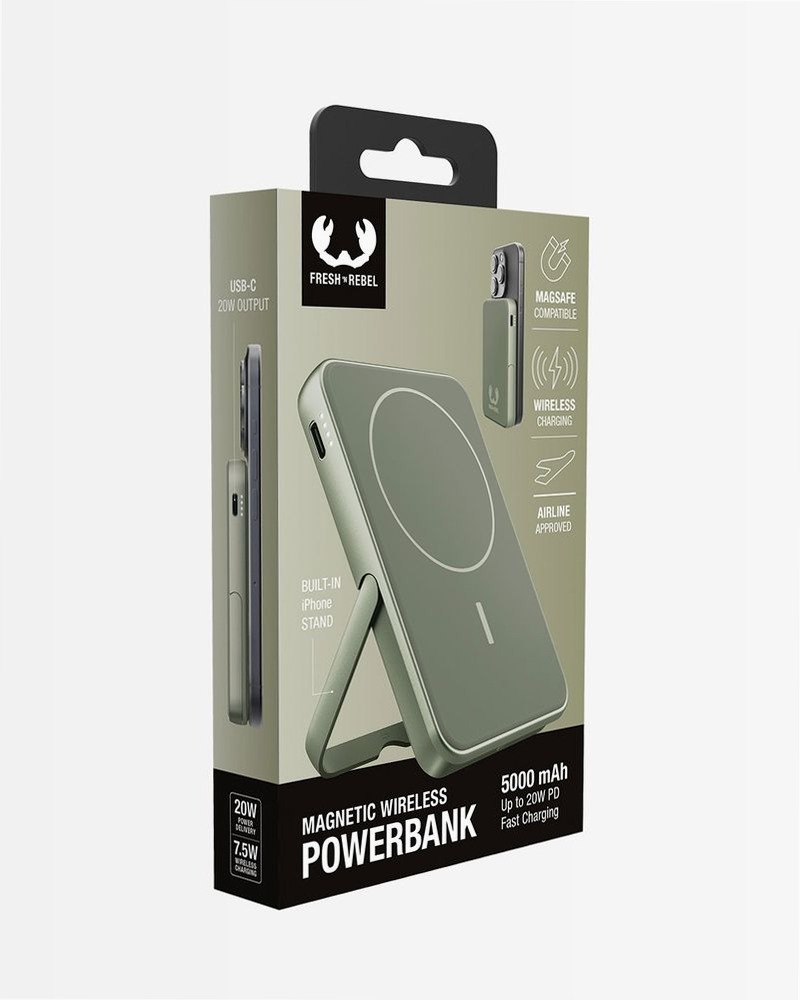 Magnetic Wireless Powerbank 5000 mAh - Dried Green