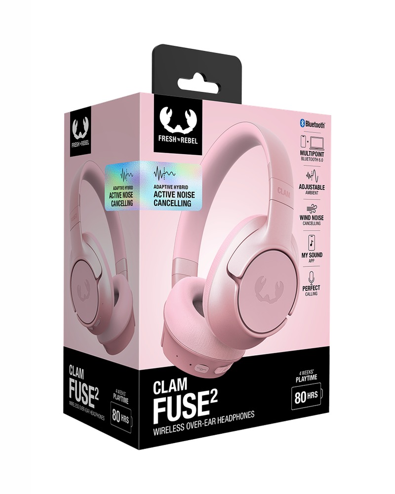 Clam Fuse 2 - Cuffie Wireless ANC Pastel Pink Oro