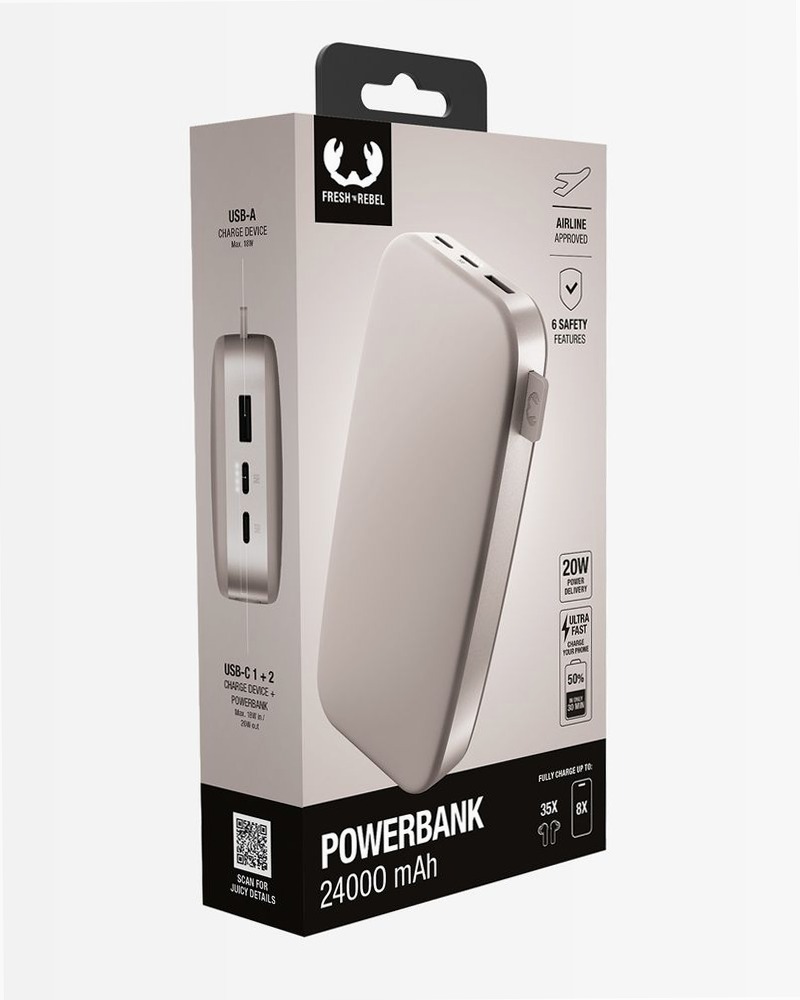 Powerbank 24000 mAh Silky Sand - Fresh 'n Rebel 24000mAh 20W