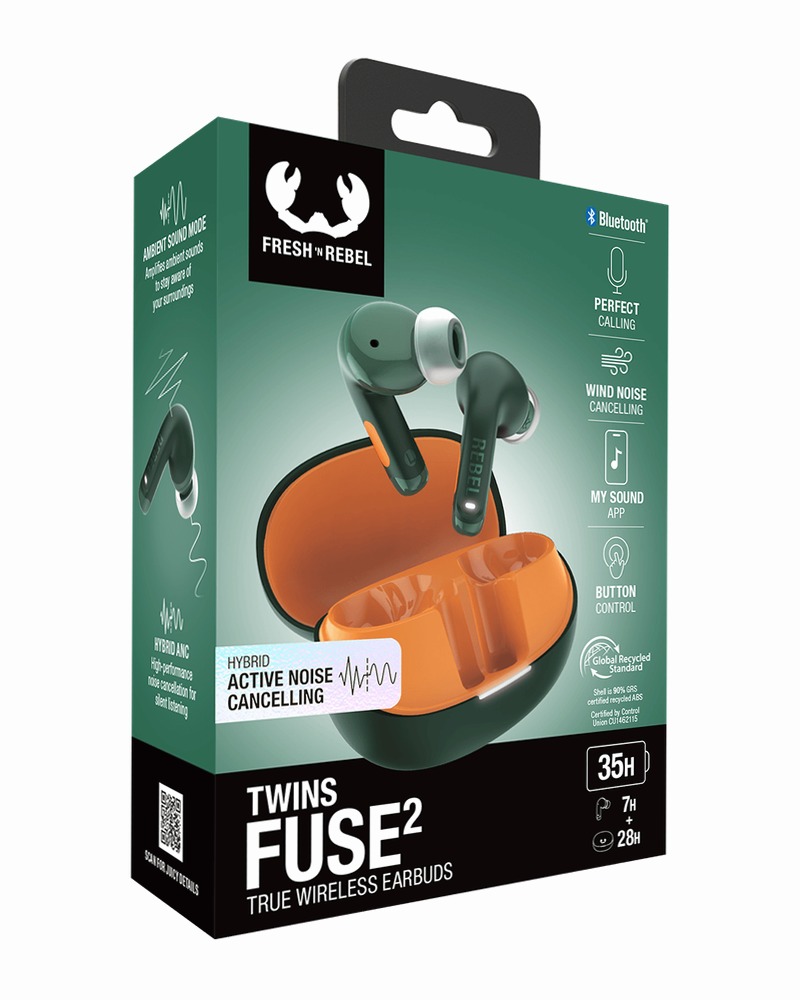 Auricolari Twins Fuse 2 - Velvet Green / Orange Arancione