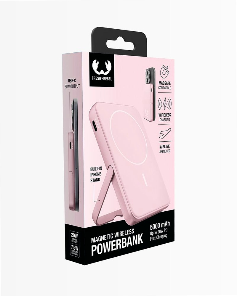 Magnetic Wireless Powerbank 5000 mAh - Pastel Pink 5000mAh 5W