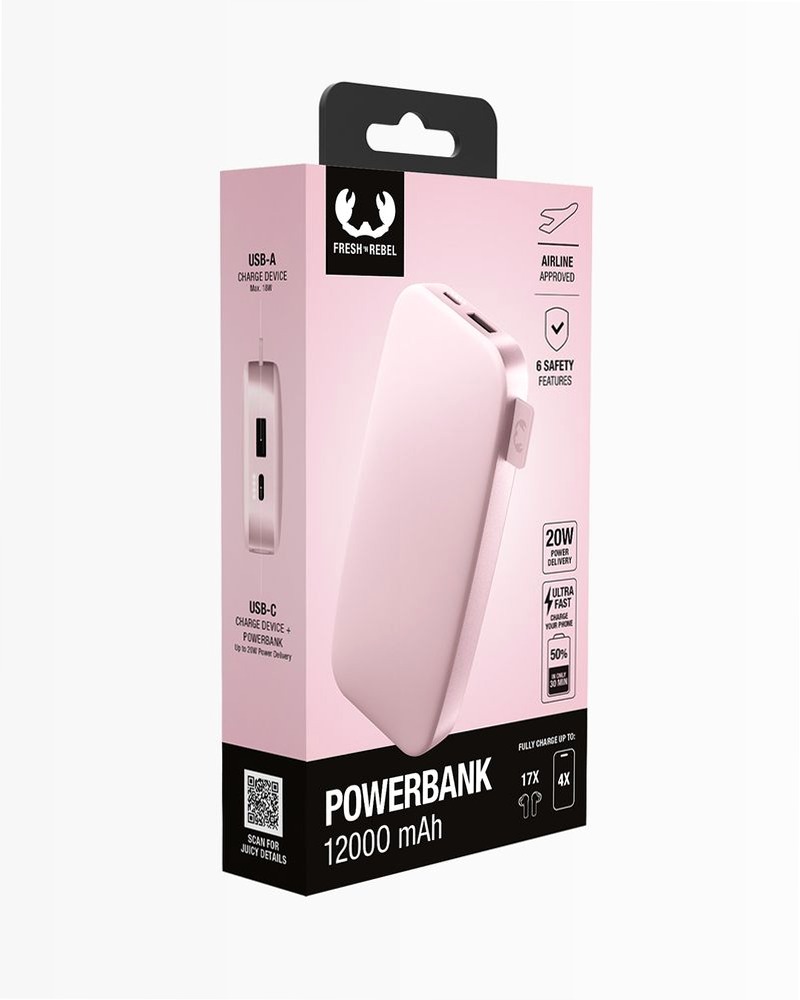 Powerbank 12000 mAh - Ricarica rapida 20W - Pastel Pink 12000mAh