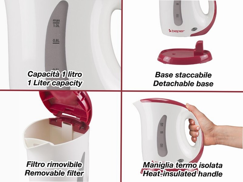 Bollitore elettrico 1 litro Blu