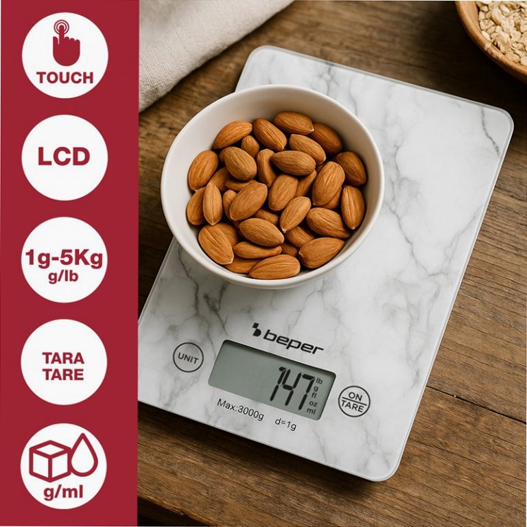 Bilancia da cucina digitale Marmo Bianco