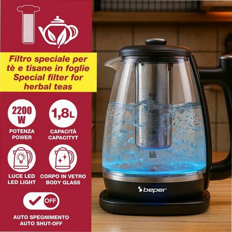 Bollitore Elettrico Beper - Eleganza e Funzionalità Acciaio