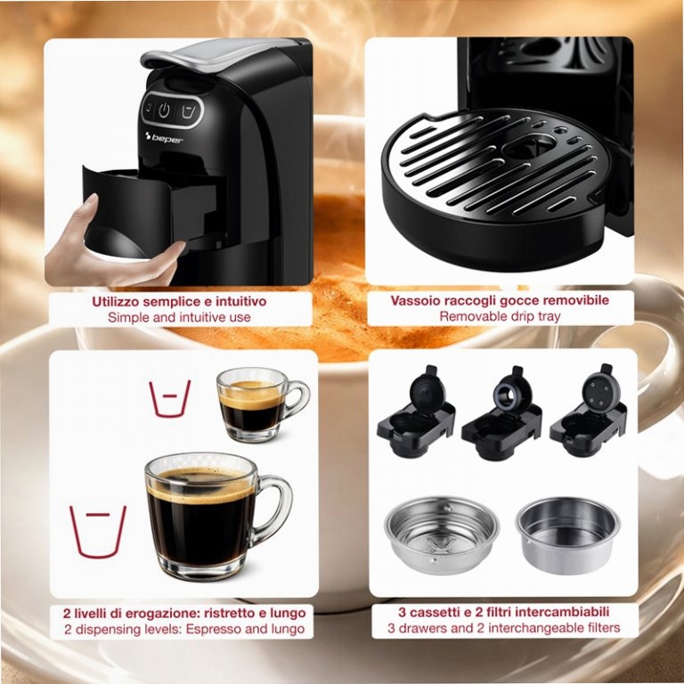 Macchina caffè espresso Amata 4 in 1
