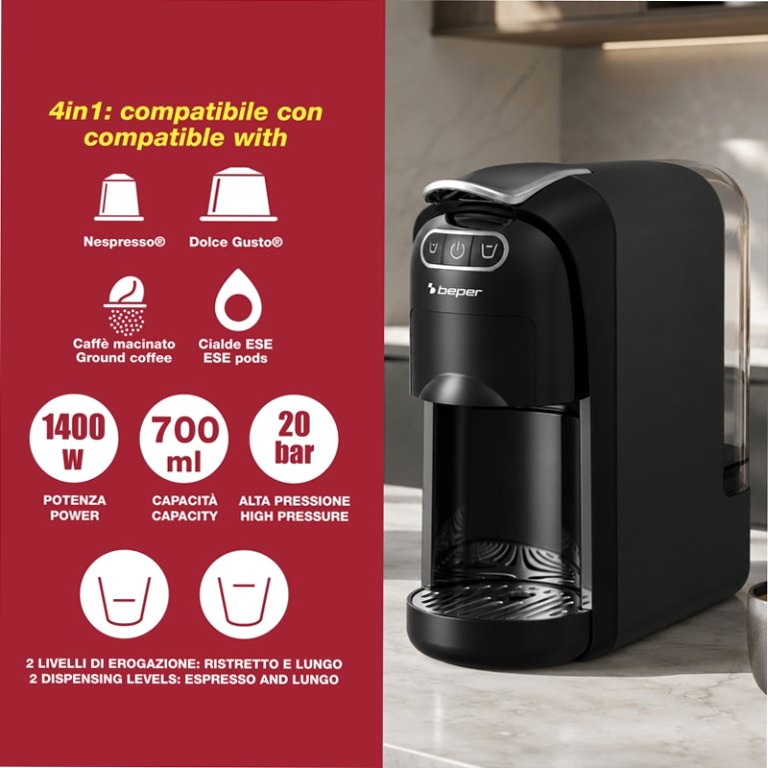 Macchina caffè espresso Amata 4 in 1