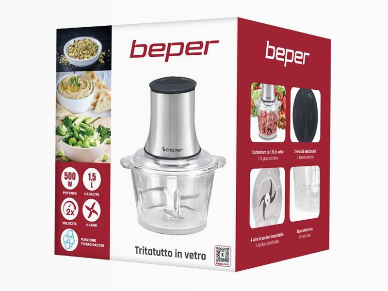 Tritatutto Beper con contenitore in vetro