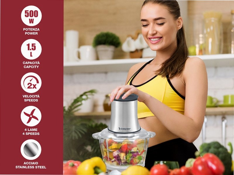 Tritatutto Beper con contenitore in vetro