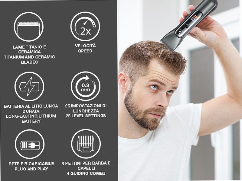 Tagliacapelli Ricaricabile con Precisione Elettronica