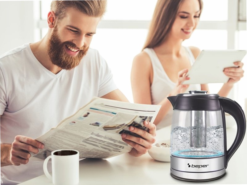 Bollitore e Teiera da 1,8L in Vetro Blu elettrico