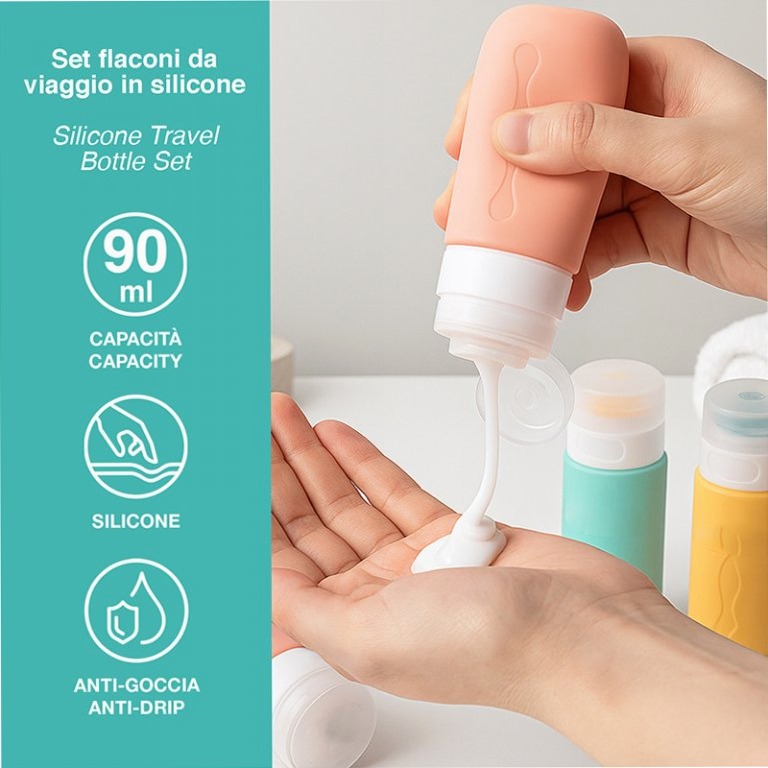 Set flaconi da viaggio in silicone