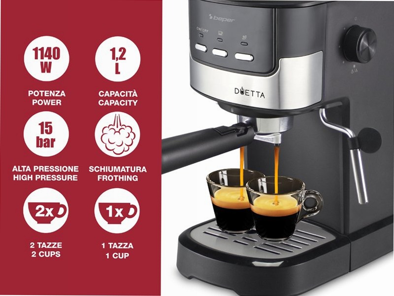 Macchina caffè espresso DUETTA 1.2lt 15bar
