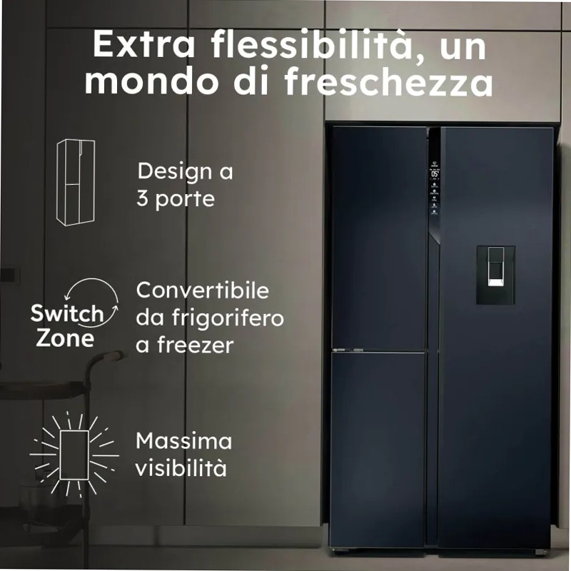 Frigorifero Side by Side HSPR79F18EWMB - SBS 3D Nero Libera