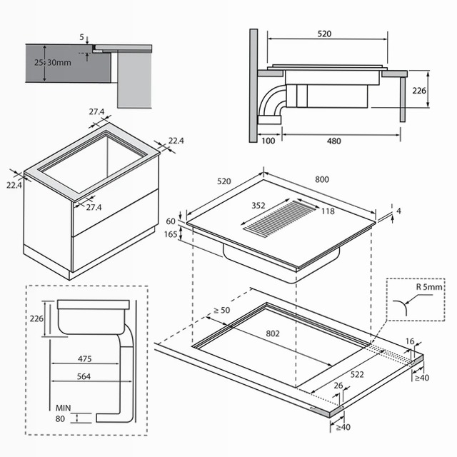 Piano Cottura ID Serie 6 I-Dual HAIH82MTMCF Nero Induzione
