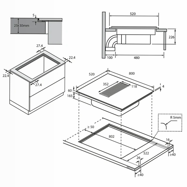 Piano Cottura ID Serie 6 I-Dual HAIH82MTMCE Nero Induzione
