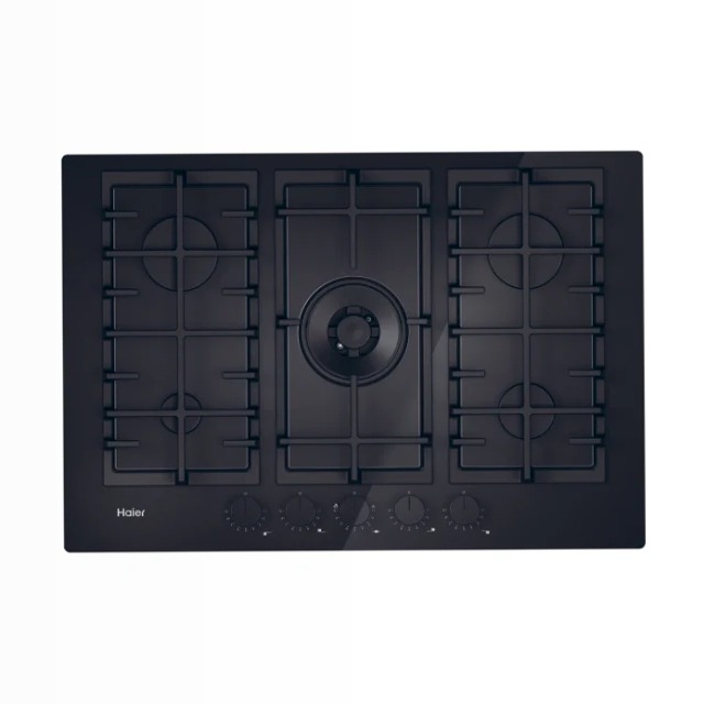 Piano cottura Gas On Glass Serie 2 HAVG75TBPB Nero