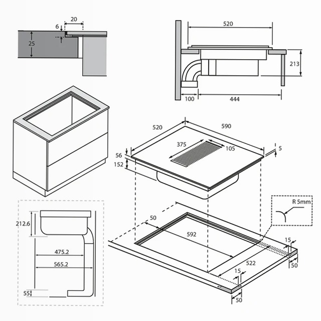 Piano Cottura ID Serie 6 I-Dual HAIH6IEMCF Nero Induzione