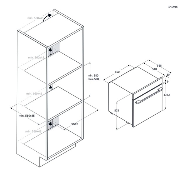 Forno ID Serie 2 - H6 ID25G3YTX 78 A Acciaio