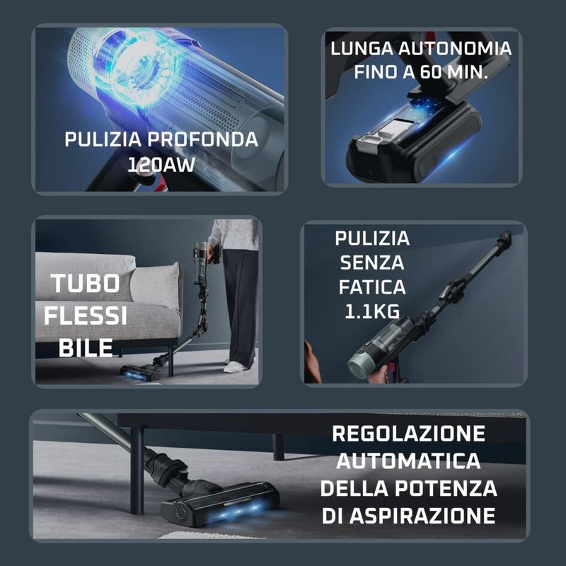 X-FORCE FLEX 10.80 Allergy, Aspirapolvere Senza Filo, Aspirazione Profonda Senza Sforzi