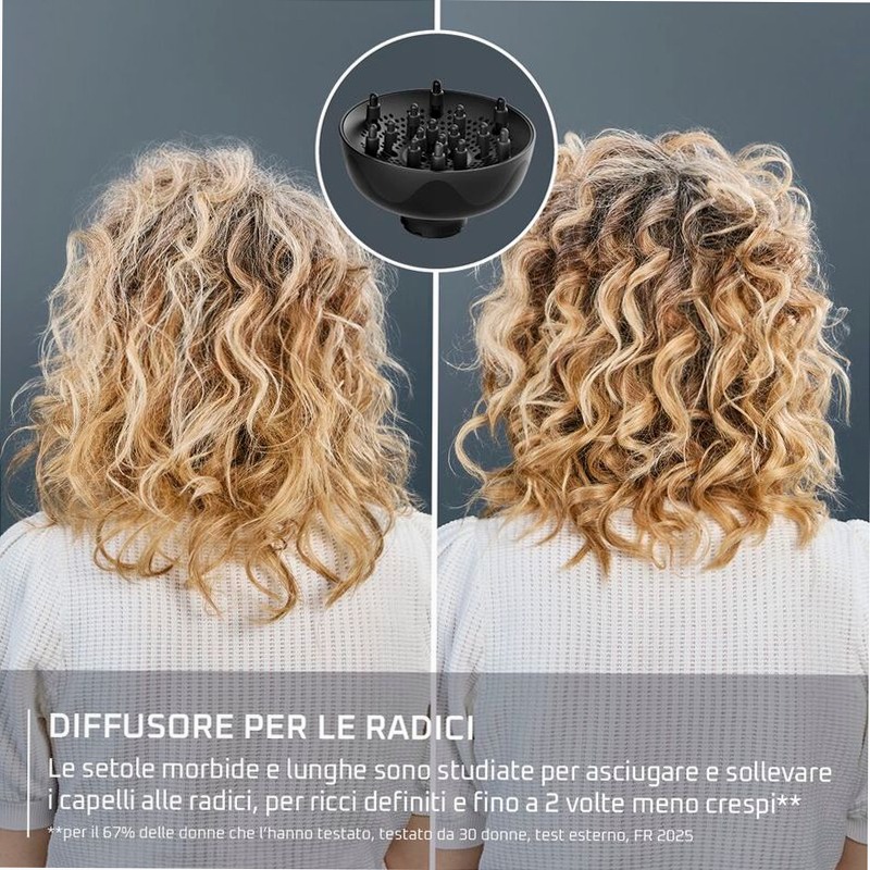 Curl Harmony, Diffusore ad Aria Calda 3 in 1, Capelli Ricci