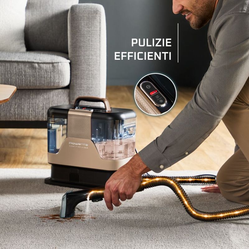 Clean It Hot & Cold, Smacchiatore, Pulitore per Tappeti, Due Modalità di Pulizia, con Spazzola Active Brush