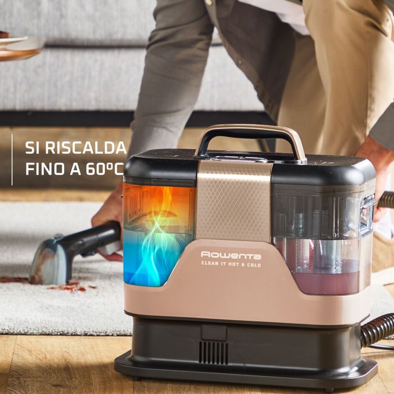 Clean It Hot & Cold, Smacchiatore, Pulitore per Tappeti, Due Modalità di Pulizia, con Spazzola Active Brush
