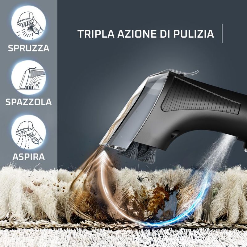 Clean It Hot & Cold, Smacchiatore, Pulitore per Tappeti, Due Modalità di Pulizia, con Spazzola Active Brush