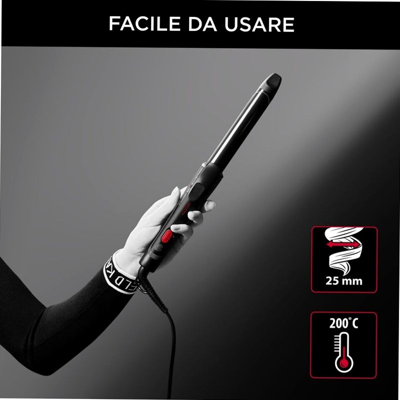 Karl Lagerfeld, Arricciacapelli, 25 mm, Rivestimento Keratin & Glow