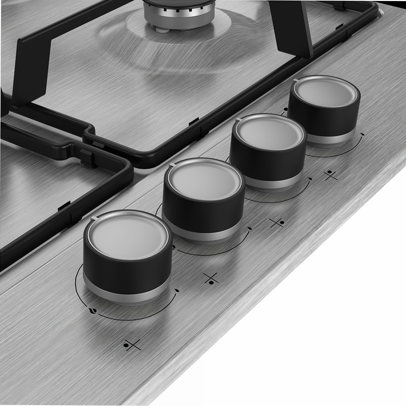 HIAG64224SXE: Piano a Gas PractiClean 4 Bruciatori 60 cm Acciaio