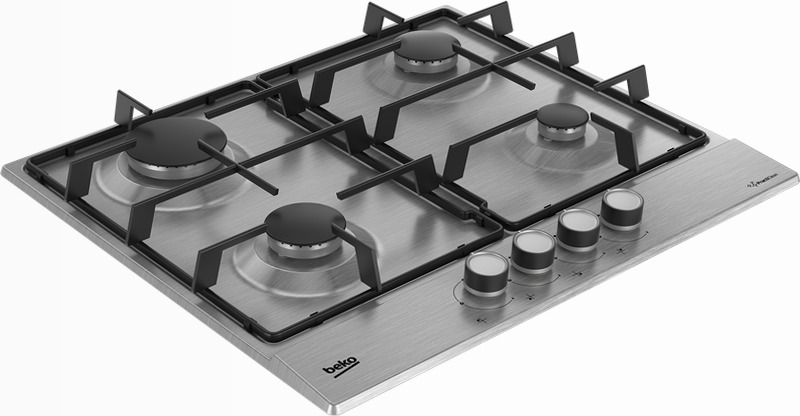 HIAG64224SXE: Piano a Gas PractiClean 4 Bruciatori 60 cm Acciaio