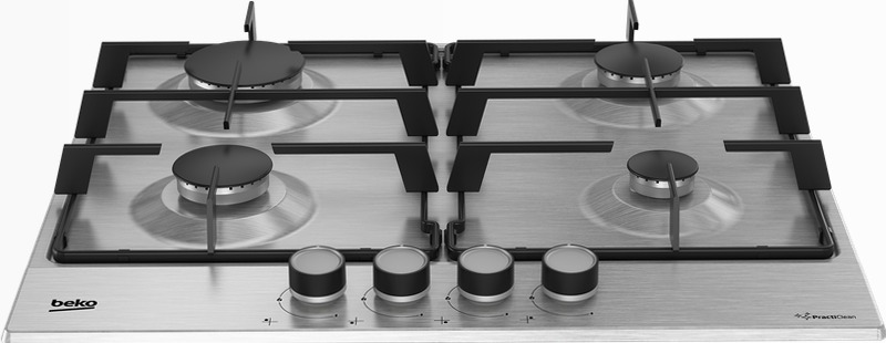 HIAG64224SXE: Piano a Gas PractiClean 4 Bruciatori 60 cm Acciaio