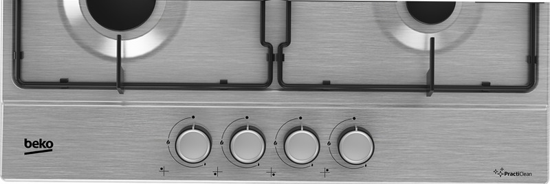 HIAG64224SXE: Piano a Gas PractiClean 4 Bruciatori 60 cm Acciaio