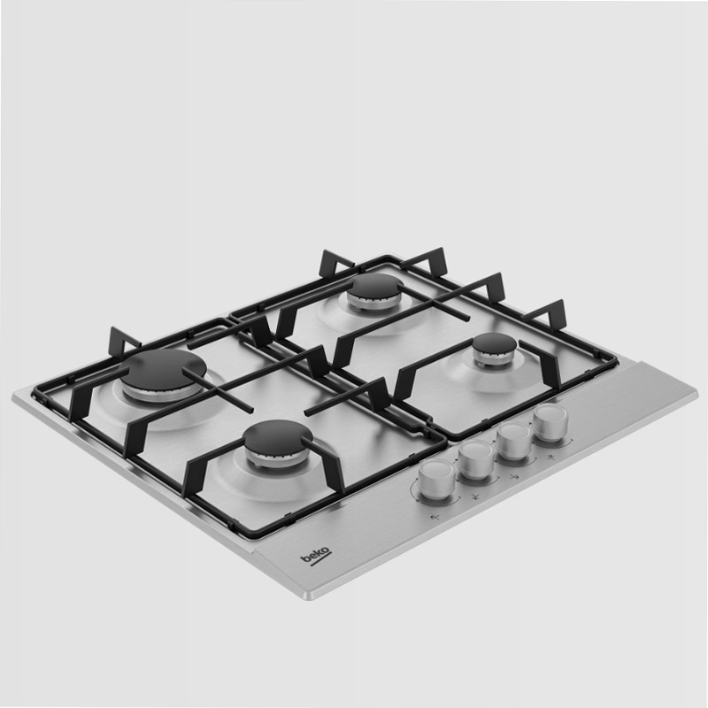 HIAG 64224 SX: 60 cm Gas Piano Cottura da Incasso Acciaio A 4