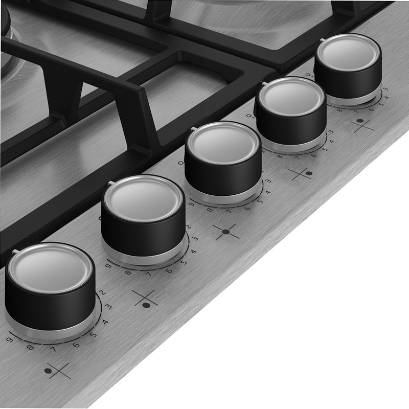 HIAW75226SXE: Piano a Gas PractiClean e FlameAdjust Acciaio 4
