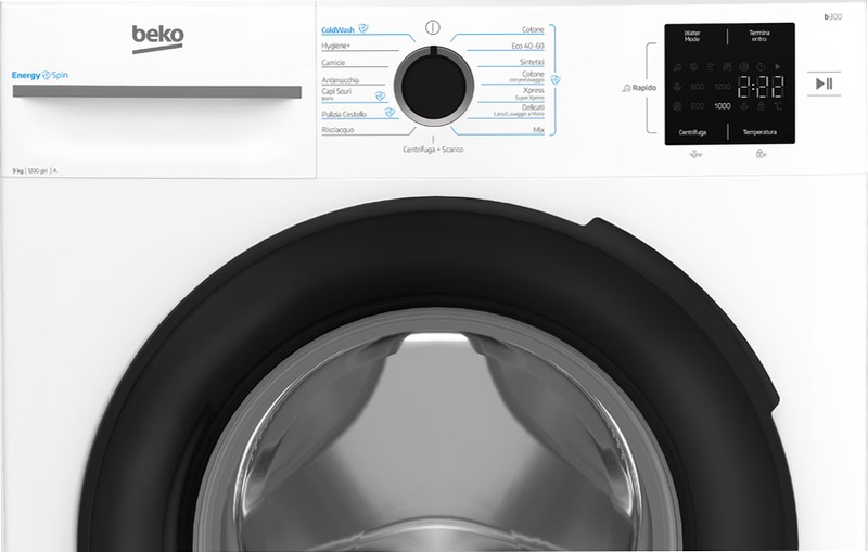 Lavatrice EnergySpin 9kg, Classe A 1200rpm 9kg Bianco