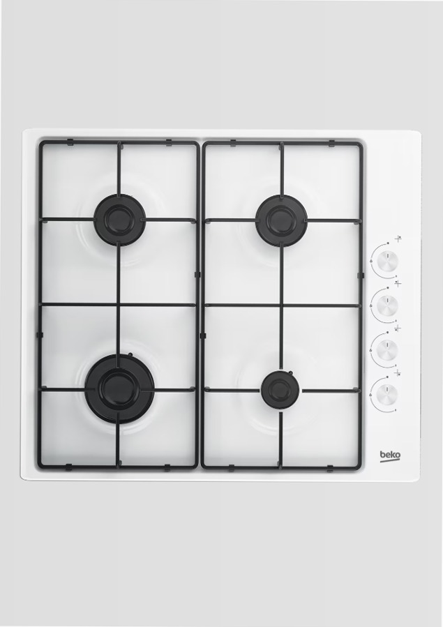 HIZG 64120 SW: 60 cm Gas Piano Cottura da Incasso Bianco A 4