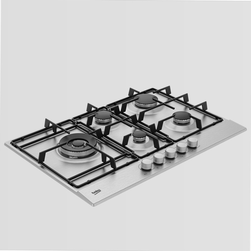 HIAL 75224 SX: Piano a Gas 4 Bruciatori + 1 Wok 75 cm Acciaio